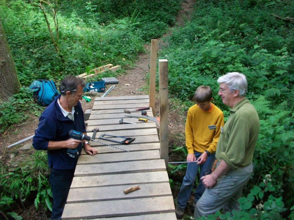 Oak from the estate is used to build new footpath bridges.